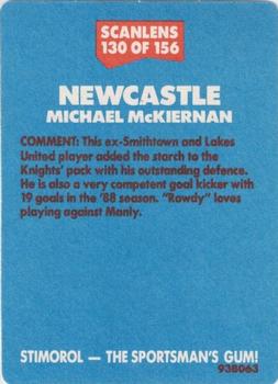 1989 Scanlens #130 Michael McKiernan Back